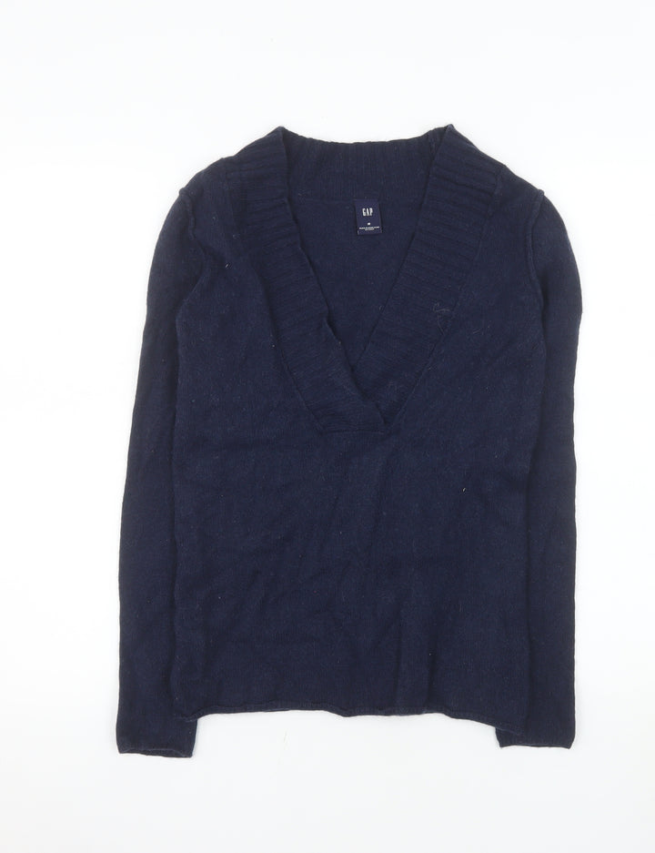 GAP Womens Navy V-Neck Long Sleeve Wool Blend Jumper Size M