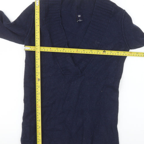 GAP Womens Navy V-Neck Long Sleeve Wool Blend Jumper Size M