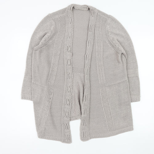 Marks and Spencer Women Beige Size 20 Chunky Knit Open Cardigan