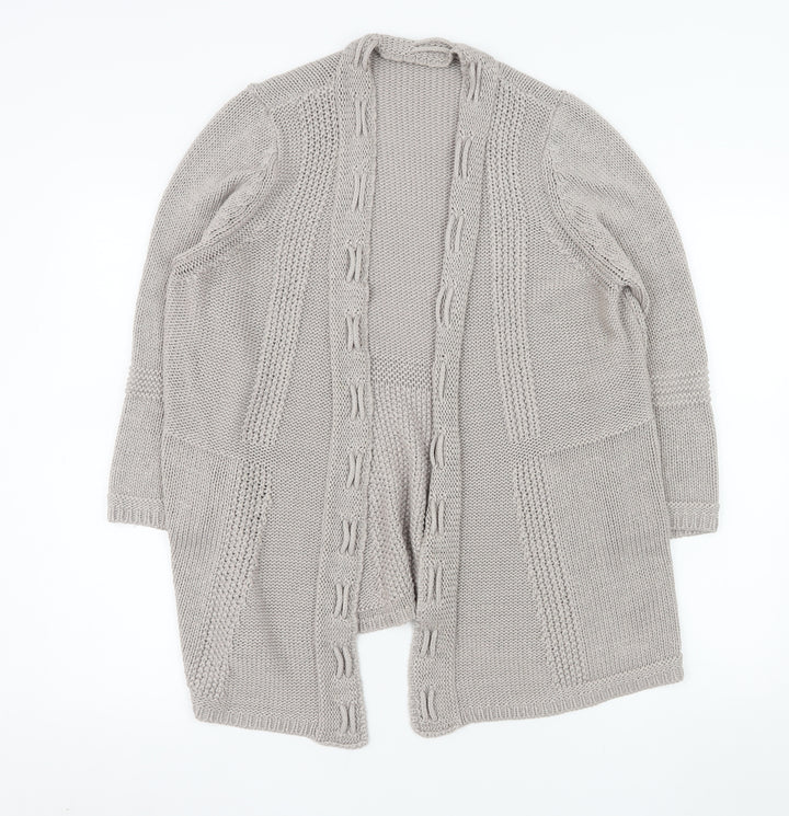 Marks and Spencer Women Beige Size 20 Chunky Knit Open Cardigan