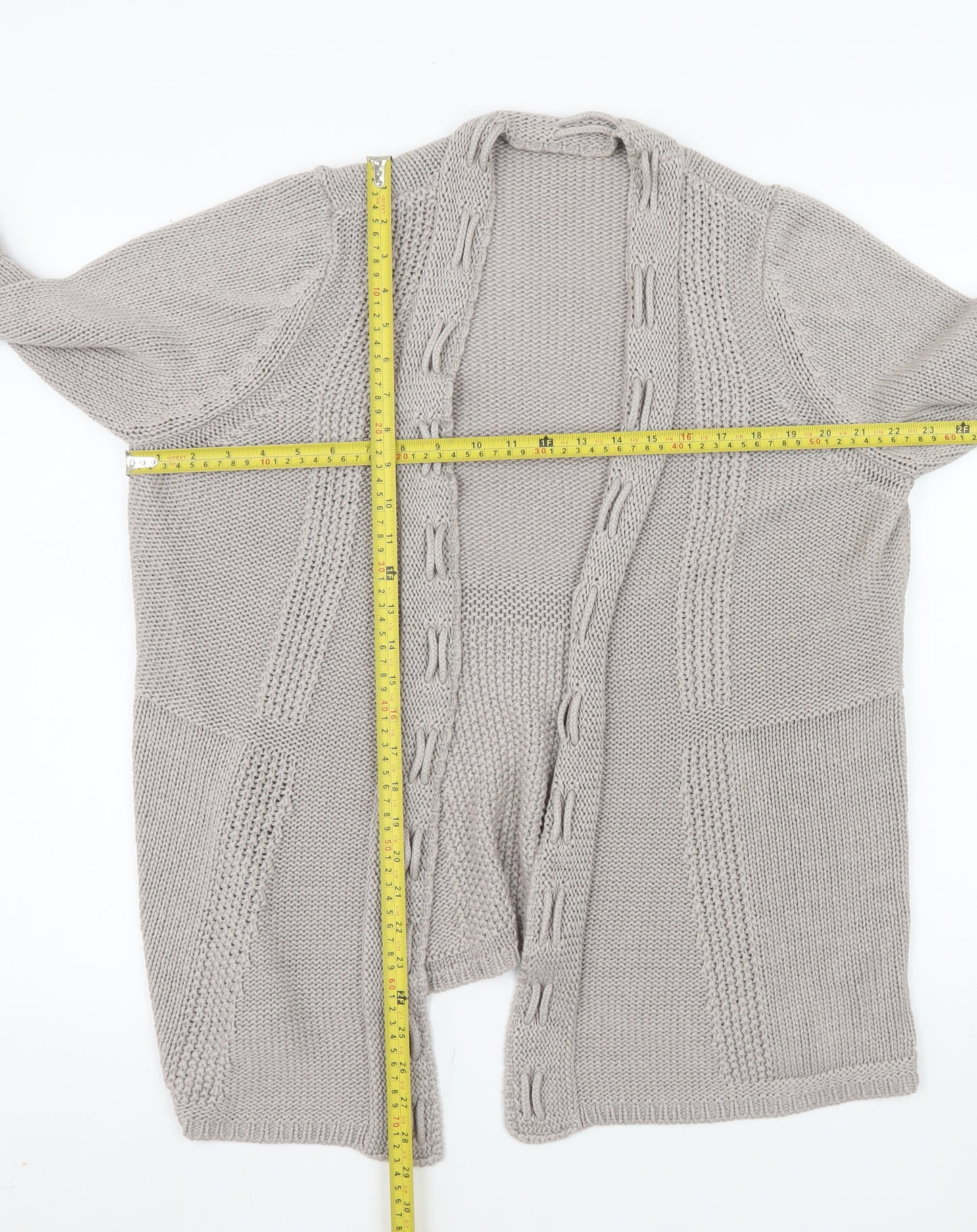 Marks and Spencer Women Beige Size 20 Chunky Knit Open Cardigan