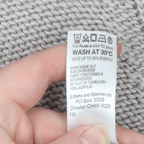 Marks and Spencer Women Beige Size 20 Chunky Knit Open Cardigan