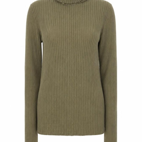 Bershka Womens Khaki Ribbed Roll Neck Long Sleeve Jumper M