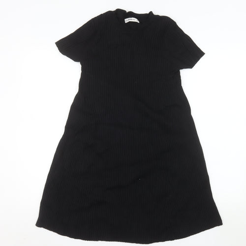 Zara Women Black Knit Short Sleeve T-Shirt Dress Size S