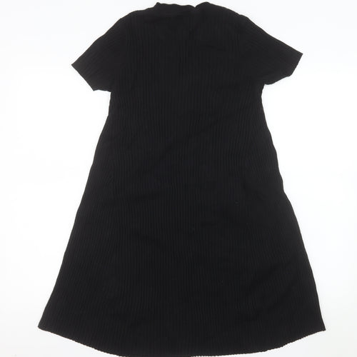 Zara Women Black Knit Short Sleeve T-Shirt Dress Size S