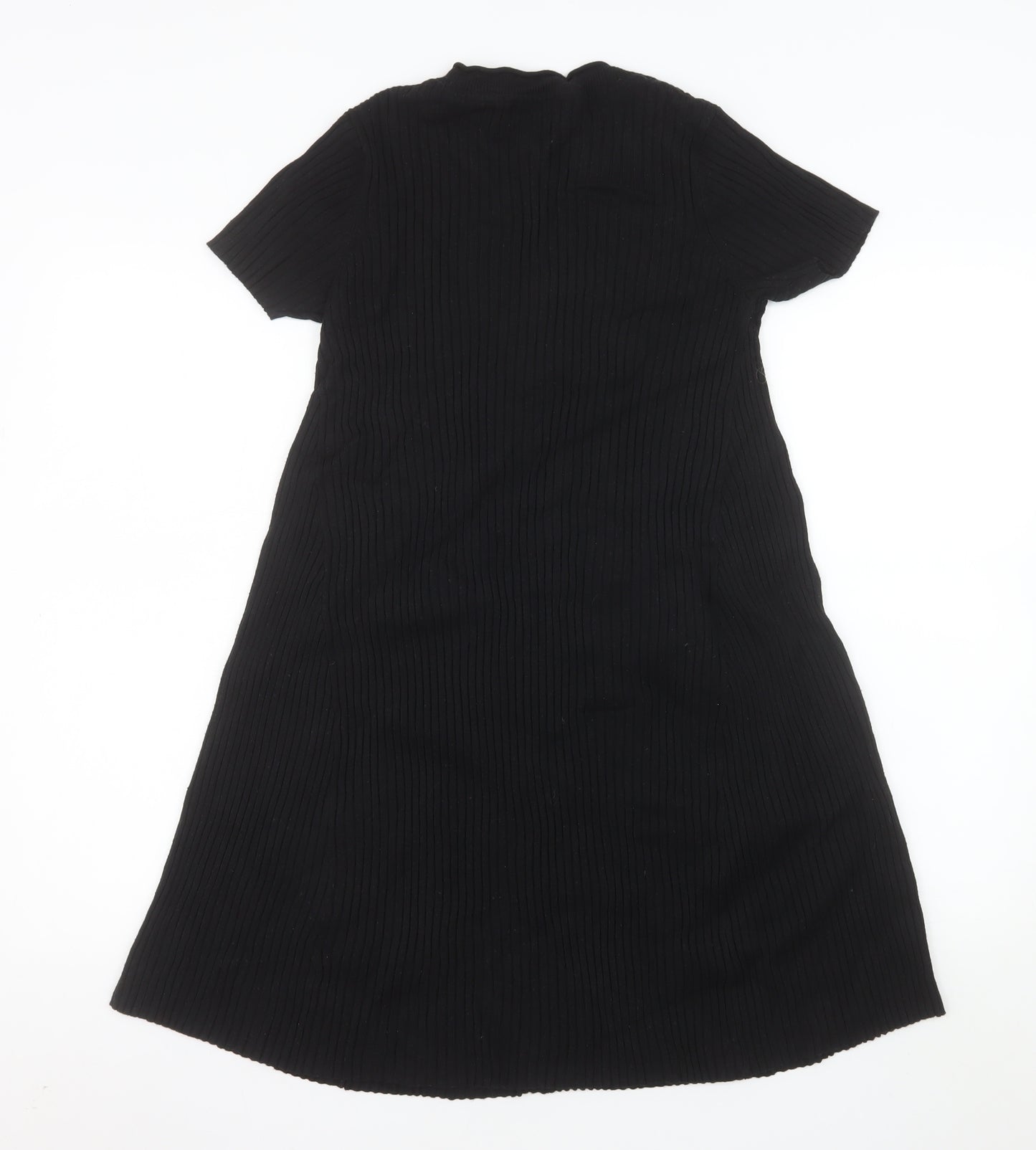 Zara Women Black Knit Short Sleeve T-Shirt Dress Size S