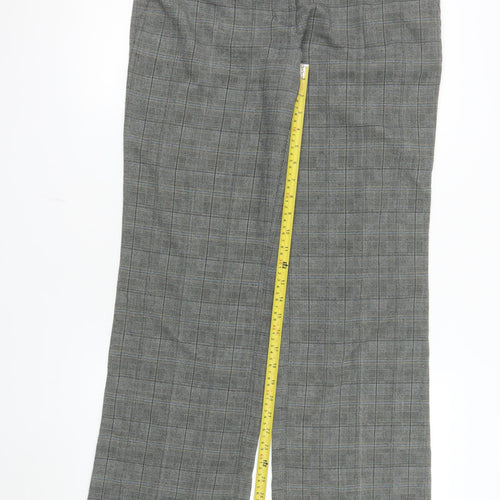 Red Herring Women's Grey Check Straight Leg Trousers Size 12