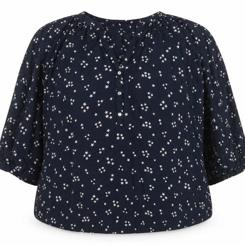 Principles Women Blue Star Print V-Neck 3/4 Sleeve Blouse Size 20