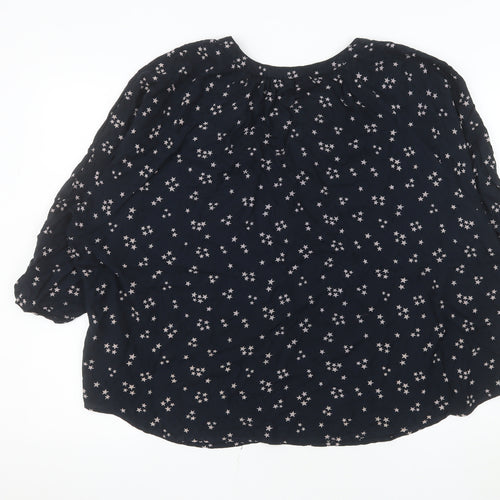 Principles Women Blue Star Print V-Neck 3/4 Sleeve Blouse Size 20