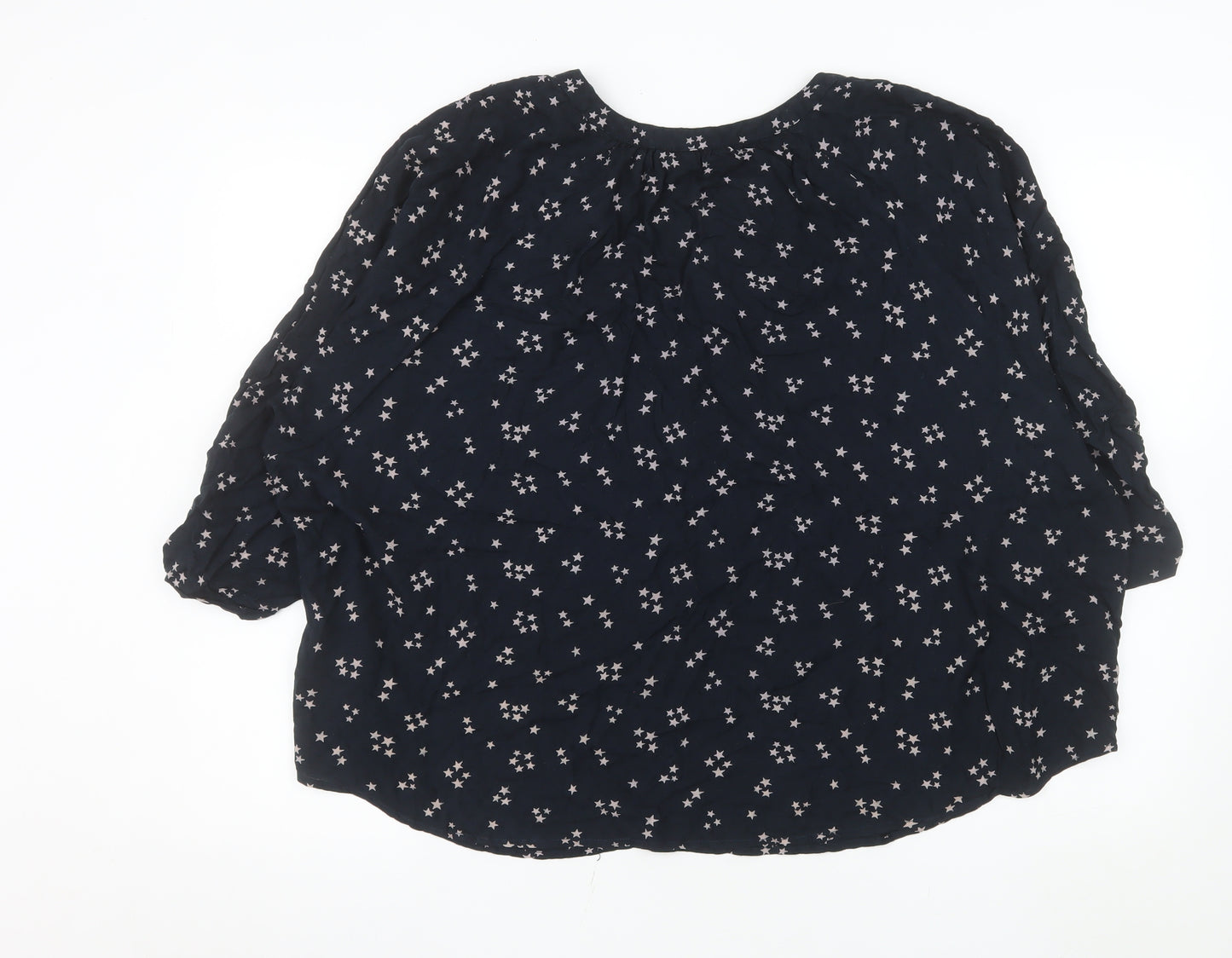 Principles Women Blue Star Print V-Neck 3/4 Sleeve Blouse Size 20