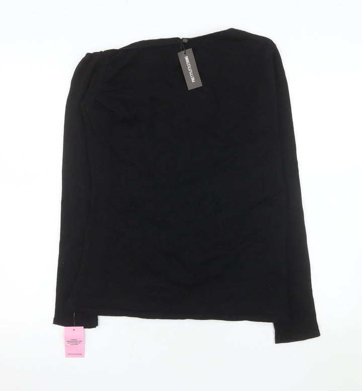 PrettyLittleThing Women Black Long Sleeve Basic Jersey Top L