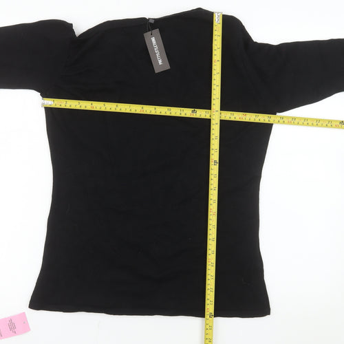 PrettyLittleThing Women Black Long Sleeve Basic Jersey Top L
