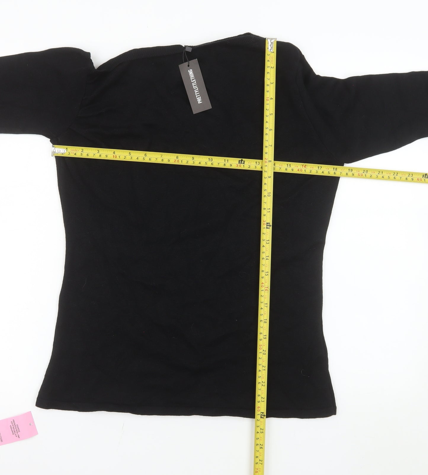 PrettyLittleThing Women Black Long Sleeve Basic Jersey Top L