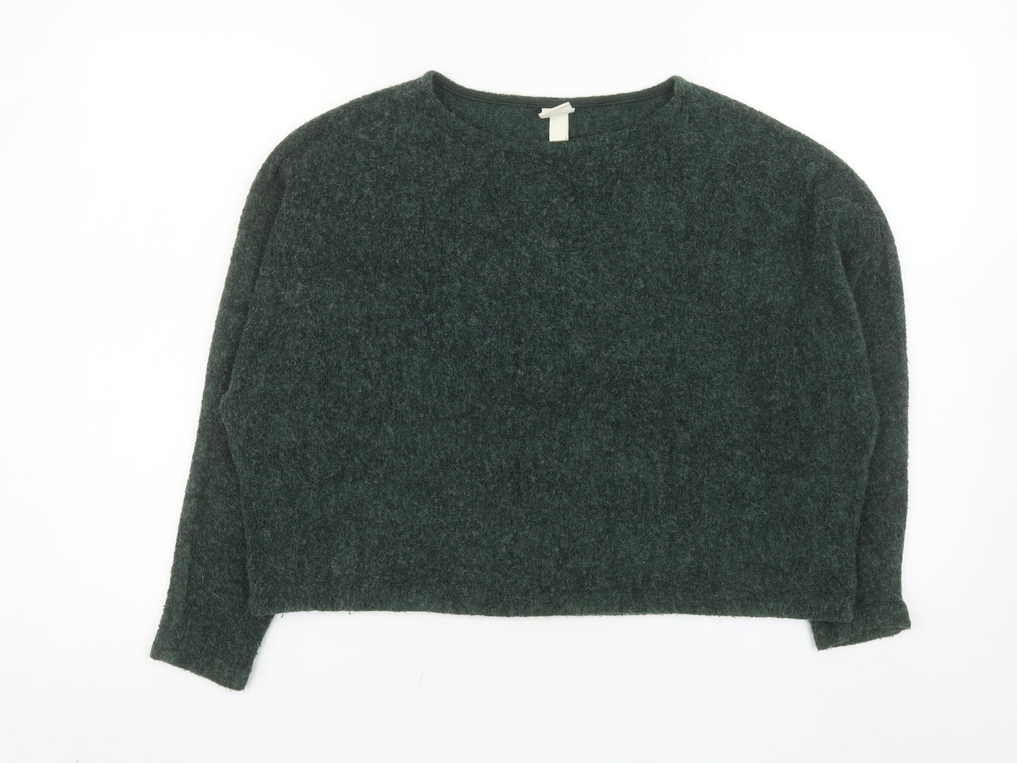 H&M Women Green Long Sleeve Crew Neck Pullover Jumper Size S