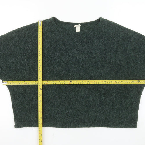 H&M Women Green Long Sleeve Crew Neck Pullover Jumper Size S