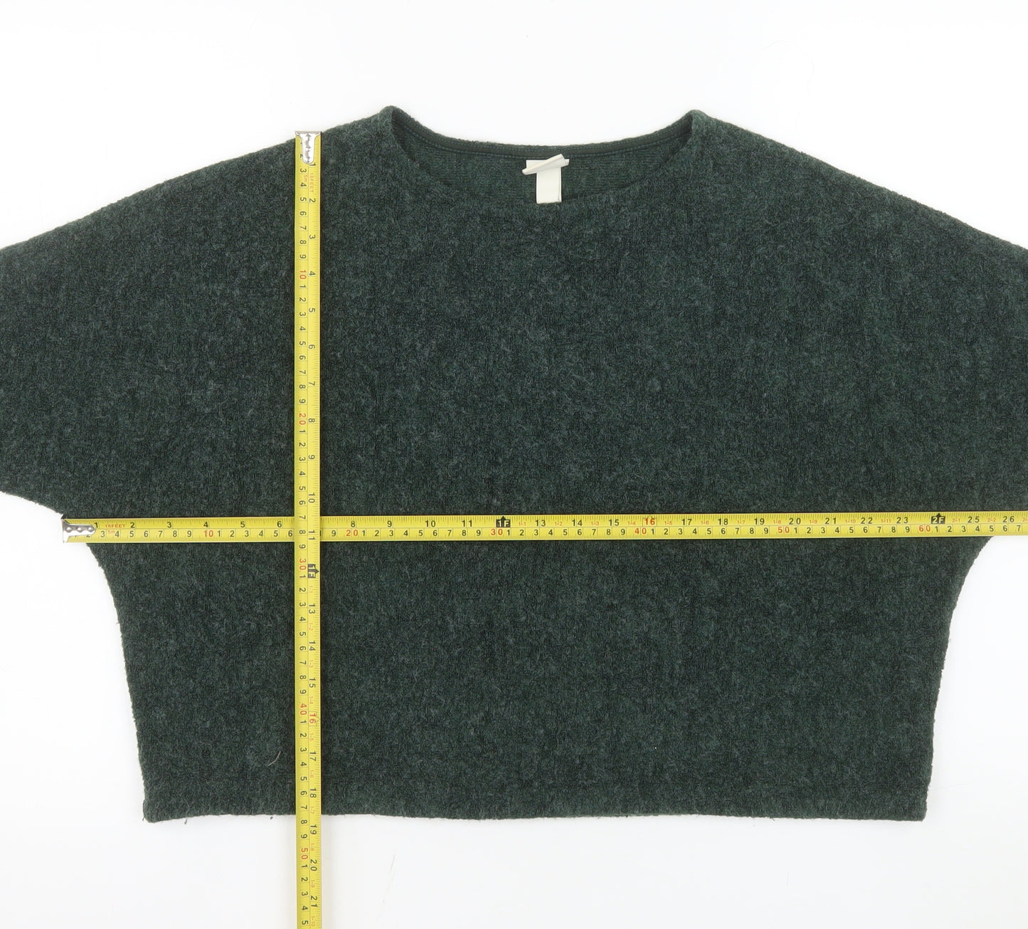 H&M Women Green Long Sleeve Crew Neck Pullover Jumper Size S