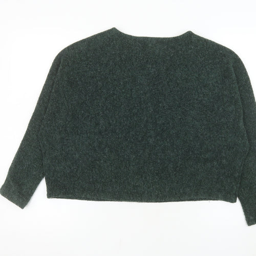 H&M Women Green Long Sleeve Crew Neck Pullover Jumper Size S
