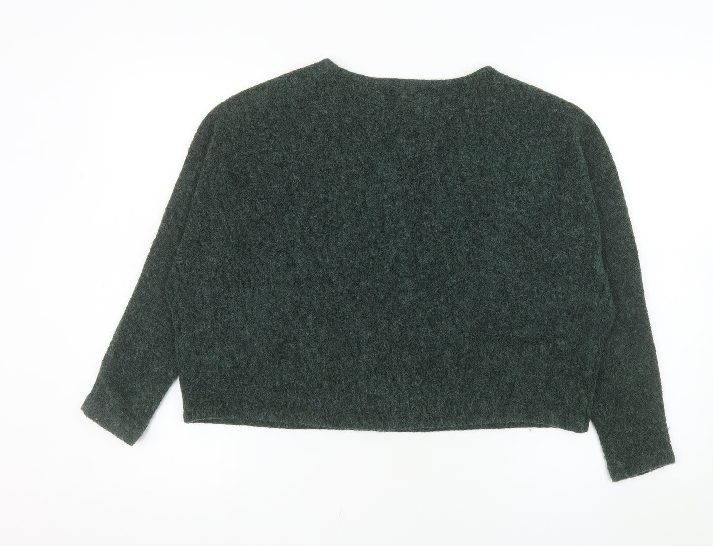 H&M Women Green Long Sleeve Crew Neck Pullover Jumper Size S