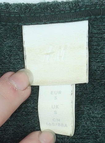 H&M Women Green Long Sleeve Crew Neck Pullover Jumper Size S