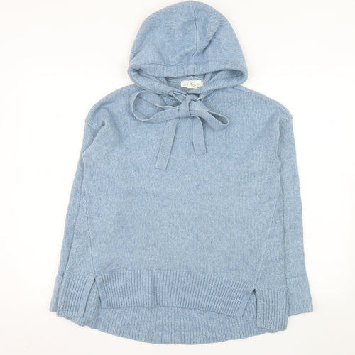 L.O.G.G. Women Blue Hooded Pullover Jumper XS Acrylic Blend