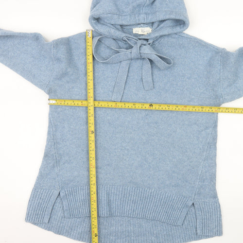 L.O.G.G. Women Blue Hooded Pullover Jumper XS Acrylic Blend