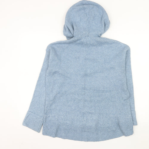 L.O.G.G. Women Blue Hooded Pullover Jumper XS Acrylic Blend