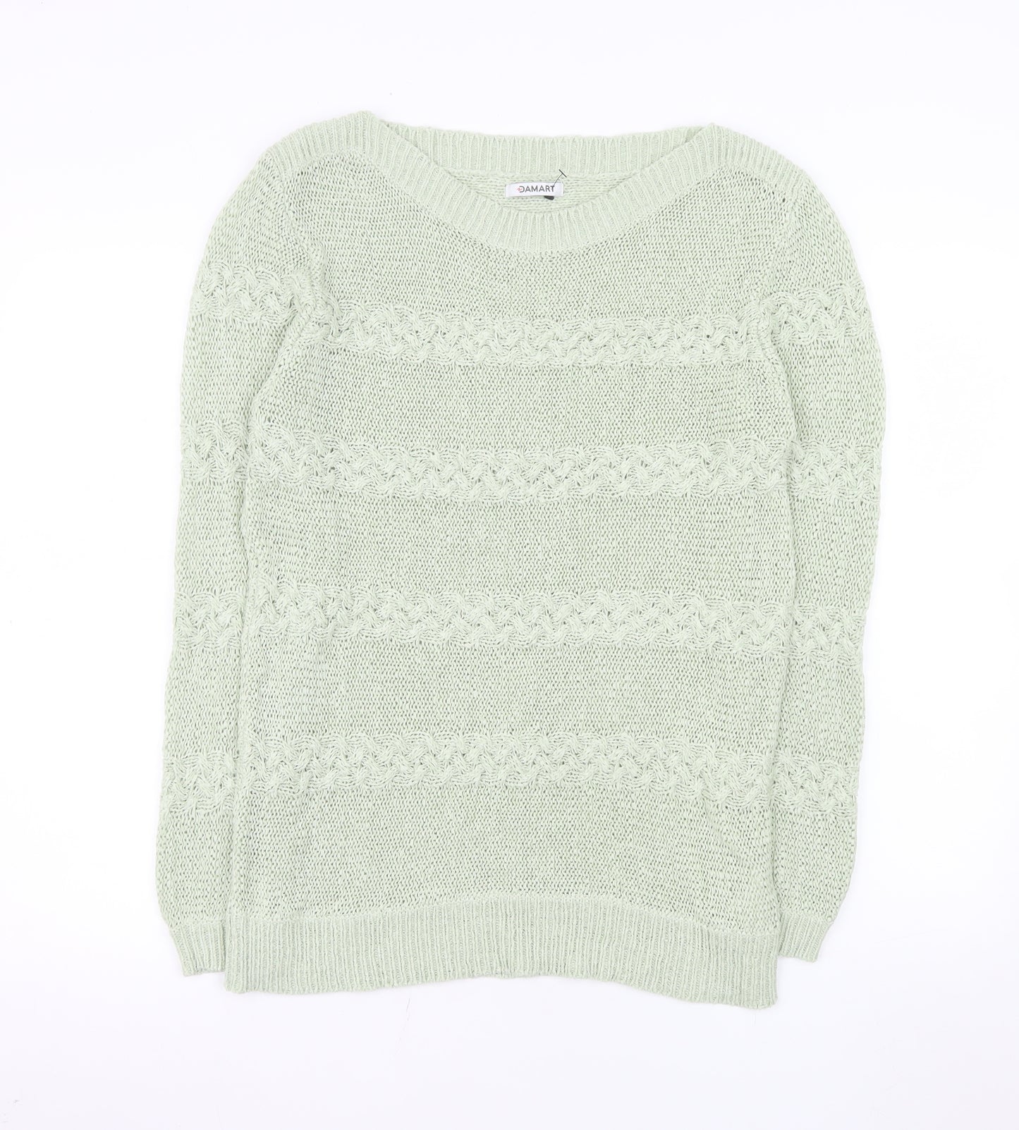 Damart Womens Green Cable-Knit Crew Neck Jumper Size 18