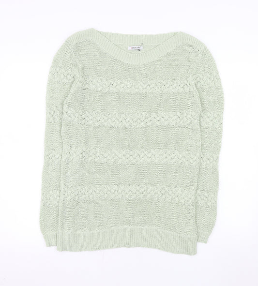 Damart Womens Green Cable-Knit Crew Neck Jumper Size 18