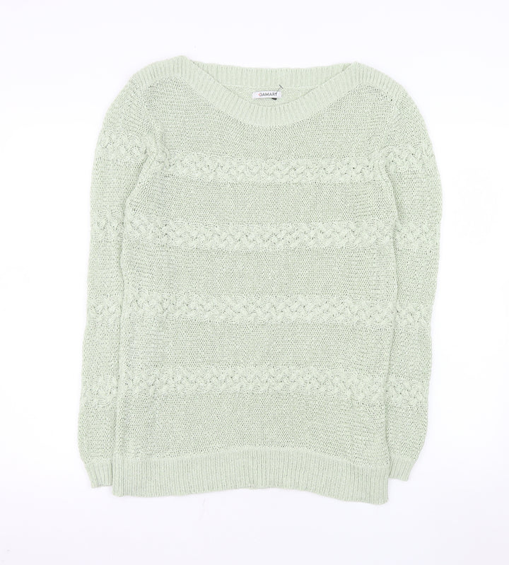 Damart Womens Green Cable-Knit Crew Neck Jumper Size 18