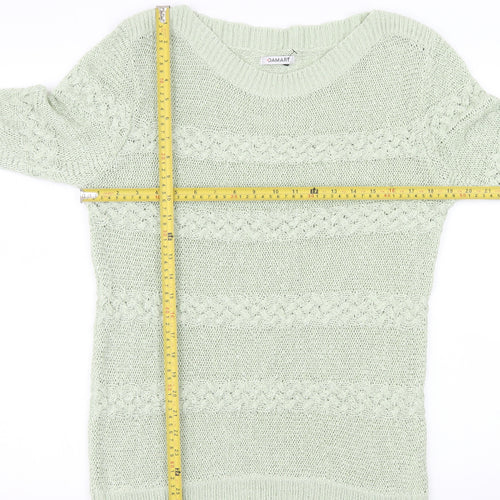 Damart Womens Green Cable-Knit Crew Neck Jumper Size 18