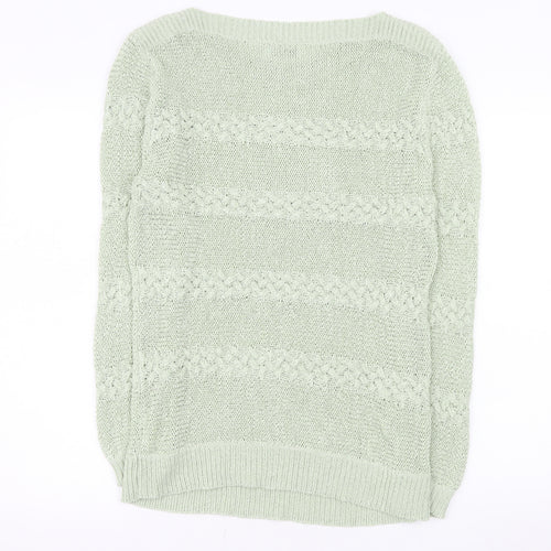 Damart Womens Green Cable-Knit Crew Neck Jumper Size 18