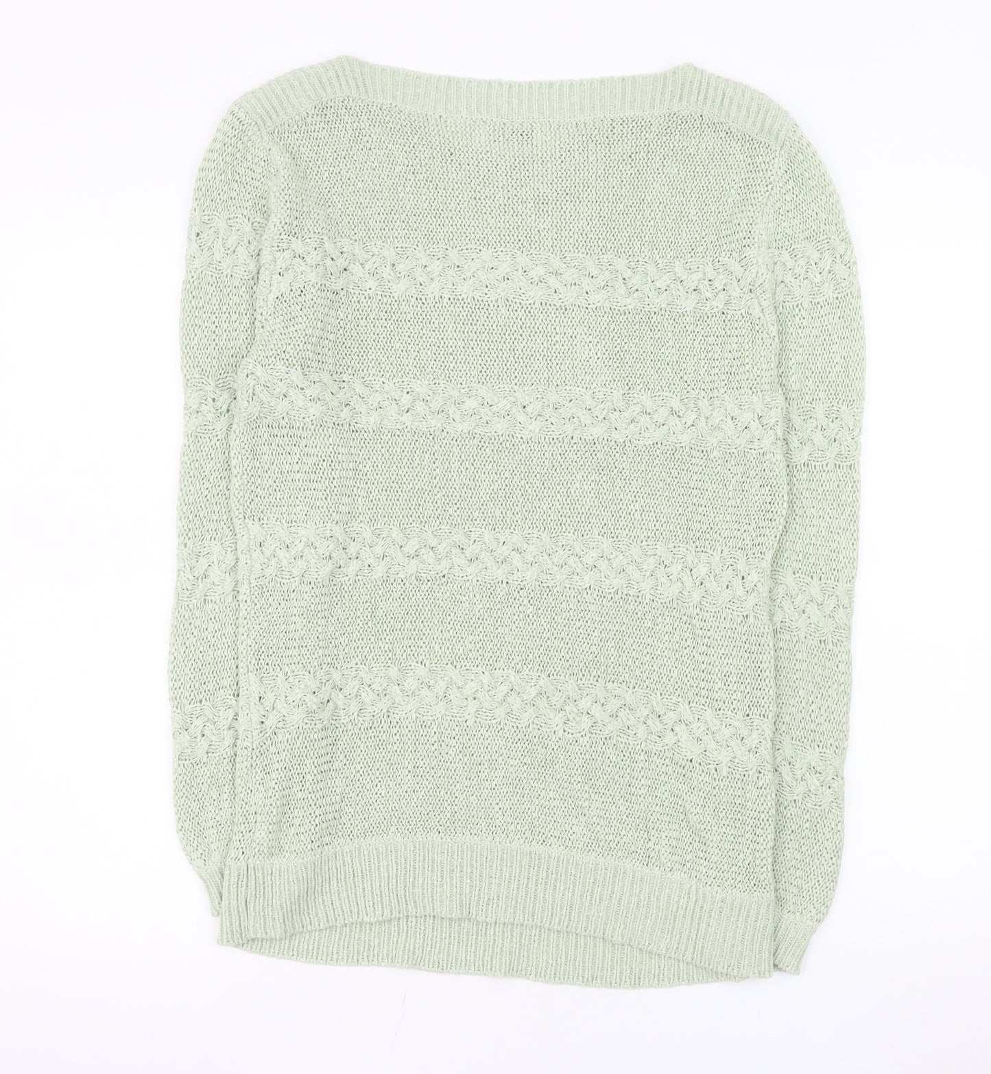 Damart Womens Green Cable-Knit Crew Neck Jumper Size 18