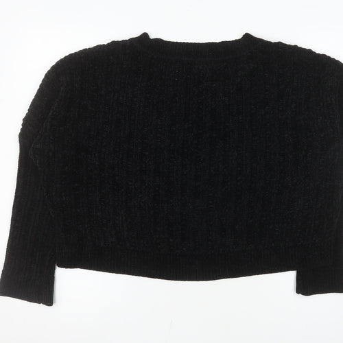Silence + Noise Women's Black V-Neck Chunky Knit Pullover Jumper Size S