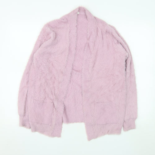 Next Girls Pink Fluffy Soft Jacket 15 Years Faux Fur Feel Open Front