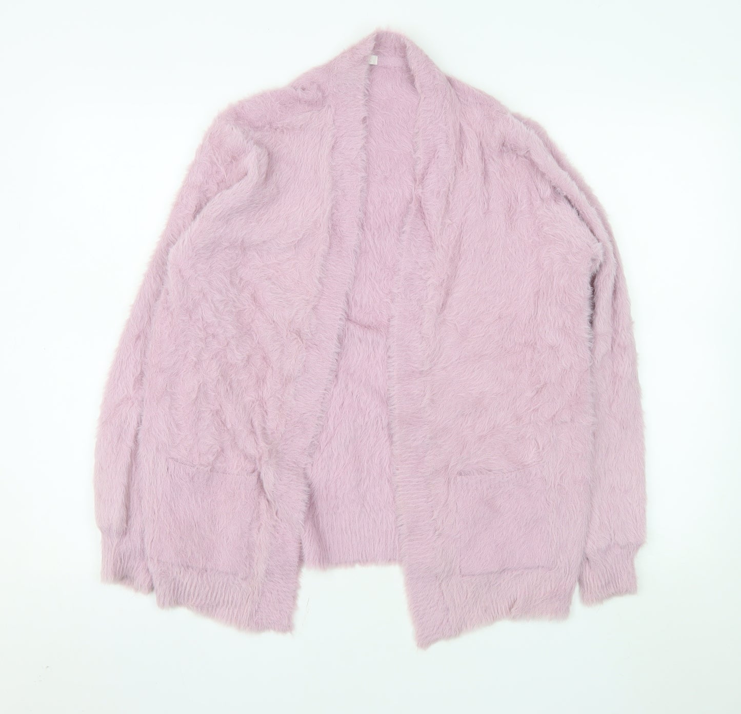 Next Girls Pink Fluffy Soft Jacket 15 Years Faux Fur Feel Open Front