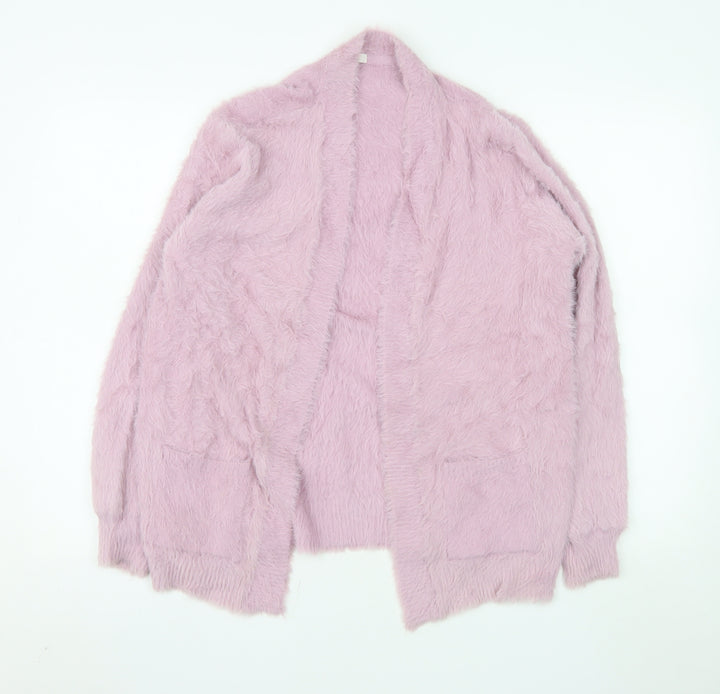 Next Girls Pink Fluffy Soft Jacket 15 Years Faux Fur Feel Open Front