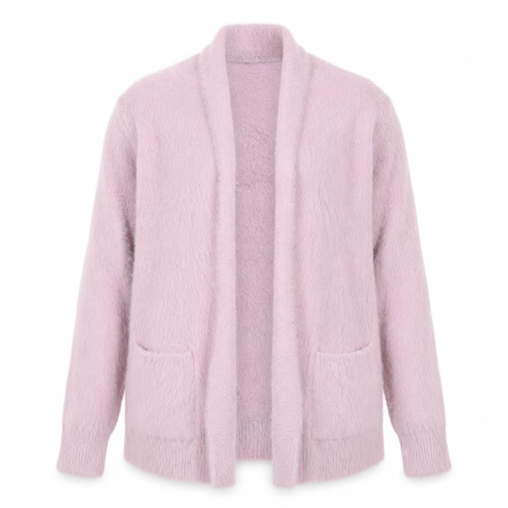 Next Girls Pink Fluffy Soft Jacket 15 Years Faux Fur Feel Open Front