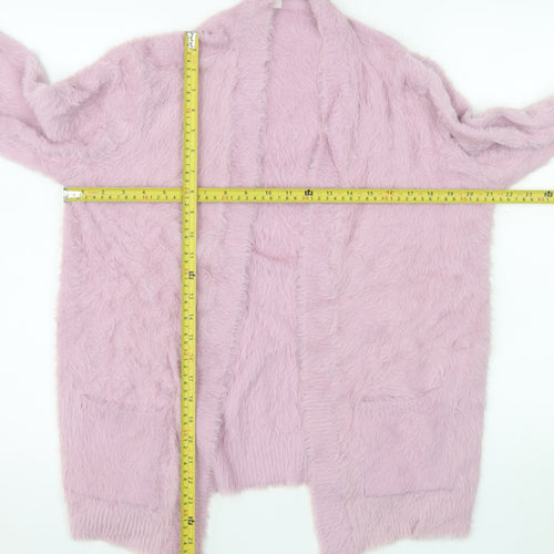 Next Girls Pink Fluffy Soft Jacket 15 Years Faux Fur Feel Open Front