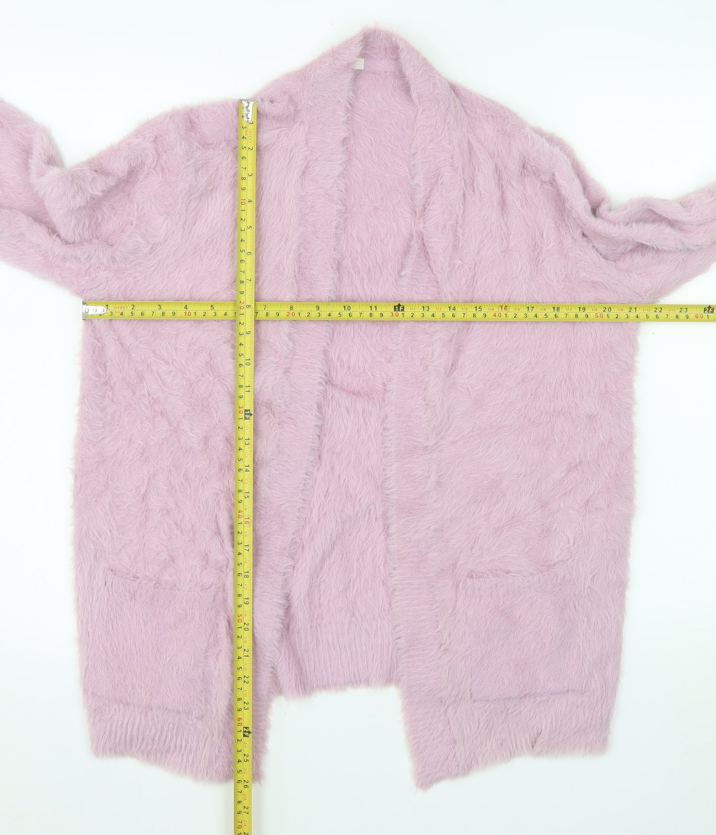 Next Girls Pink Fluffy Soft Jacket 15 Years Faux Fur Feel Open Front
