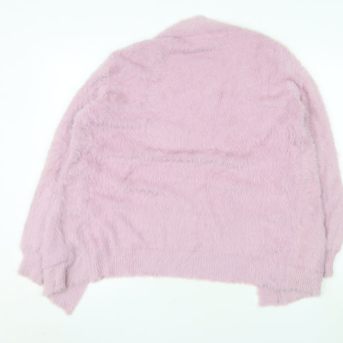 Next Girls Pink Fluffy Soft Jacket 15 Years Faux Fur Feel Open Front