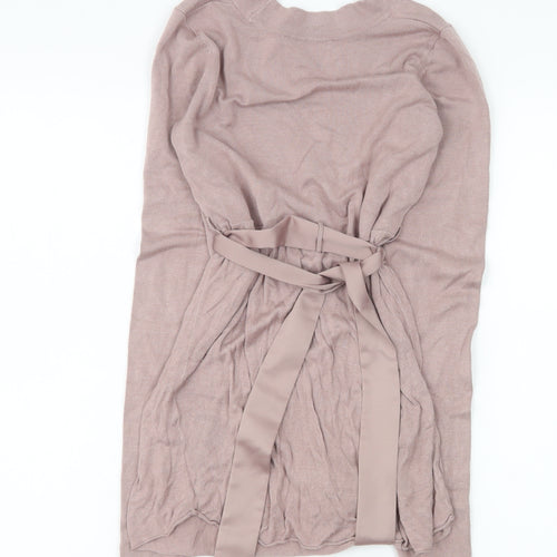 Kookai Women Beige Wrap Knit Mini Dress Size 6 Long Sleeve