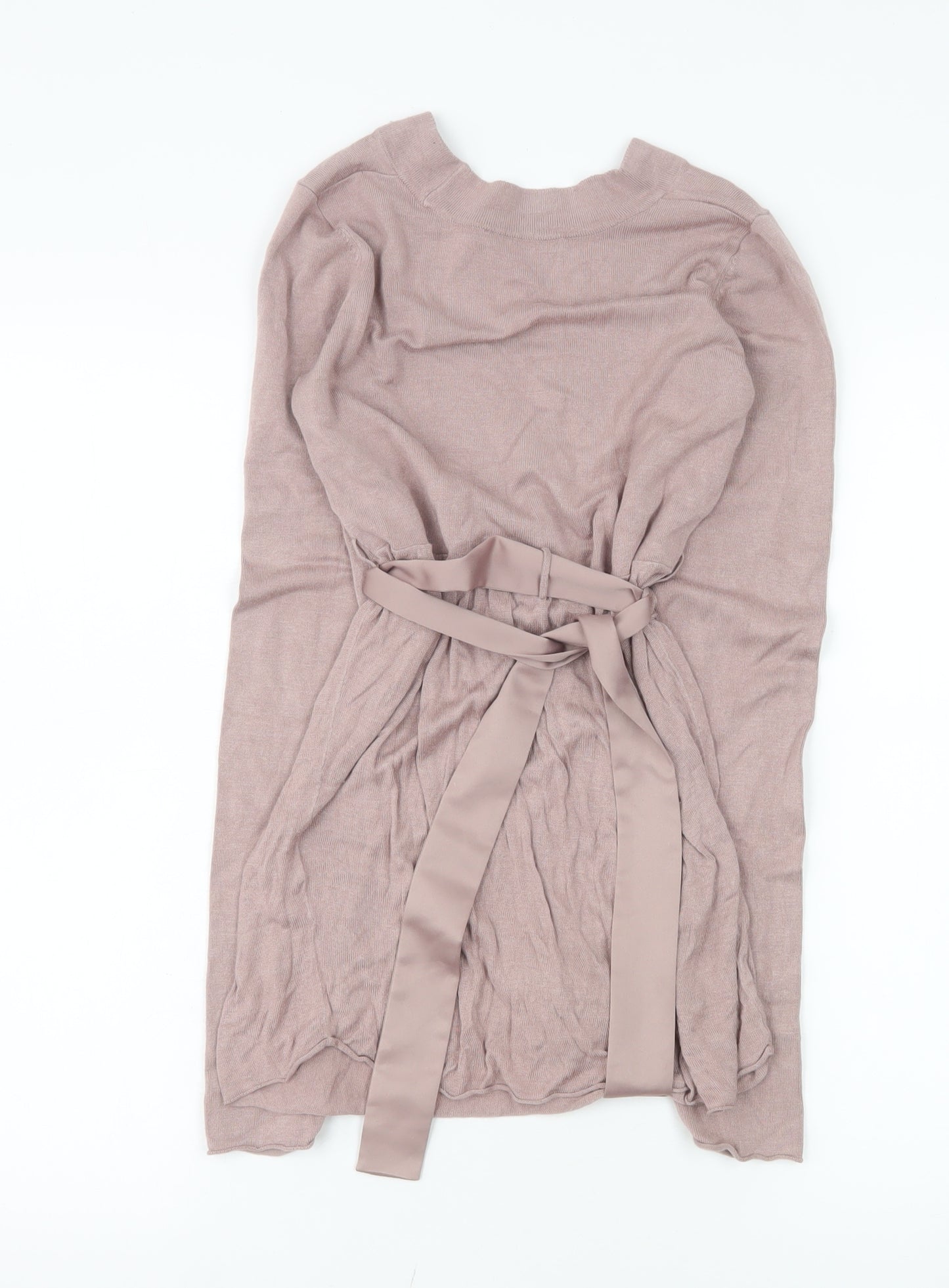 Kookai Women Beige Wrap Knit Mini Dress Size 6 Long Sleeve