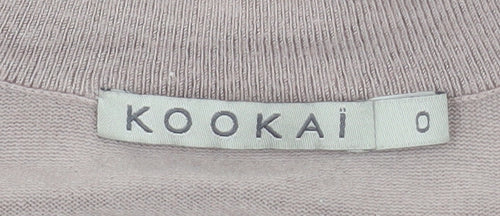 Kookai Women Beige Wrap Knit Mini Dress Size 6 Long Sleeve