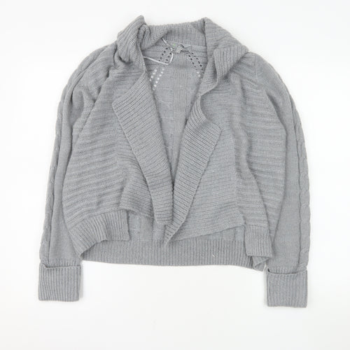 Marks and Spencer Women Grey Petite 14 Cable Knit Cardigan