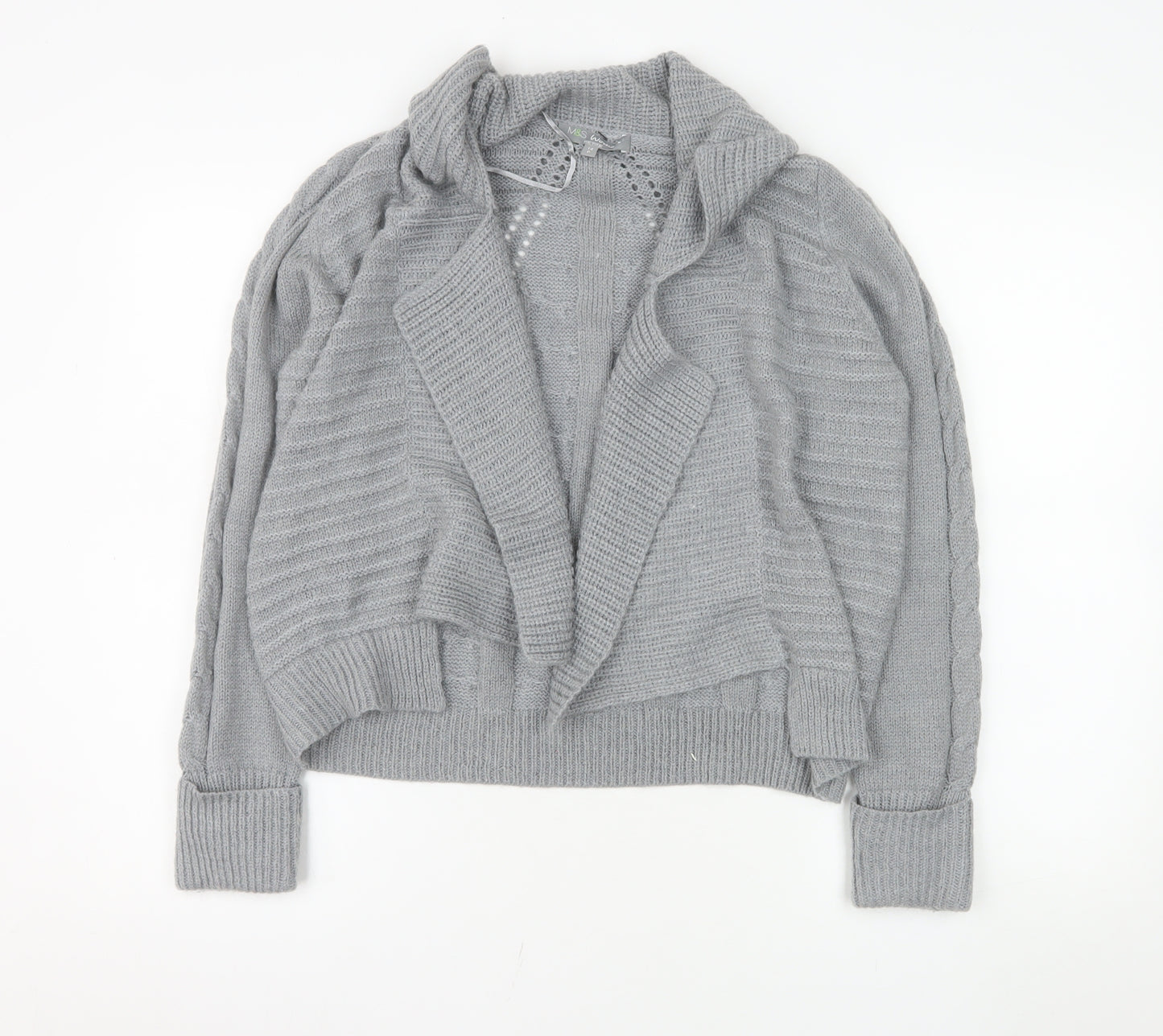 Marks and Spencer Women Grey Petite 14 Cable Knit Cardigan
