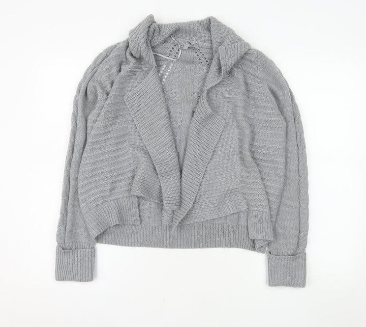 Marks and Spencer Women Grey Petite 14 Cable Knit Cardigan