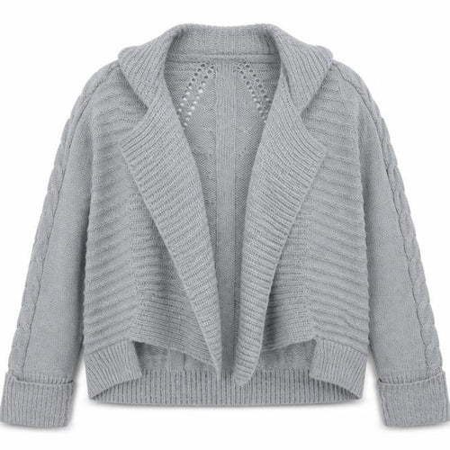 Marks and Spencer Women Grey Petite 14 Cable Knit Cardigan