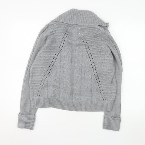 Marks and Spencer Women Grey Petite 14 Cable Knit Cardigan