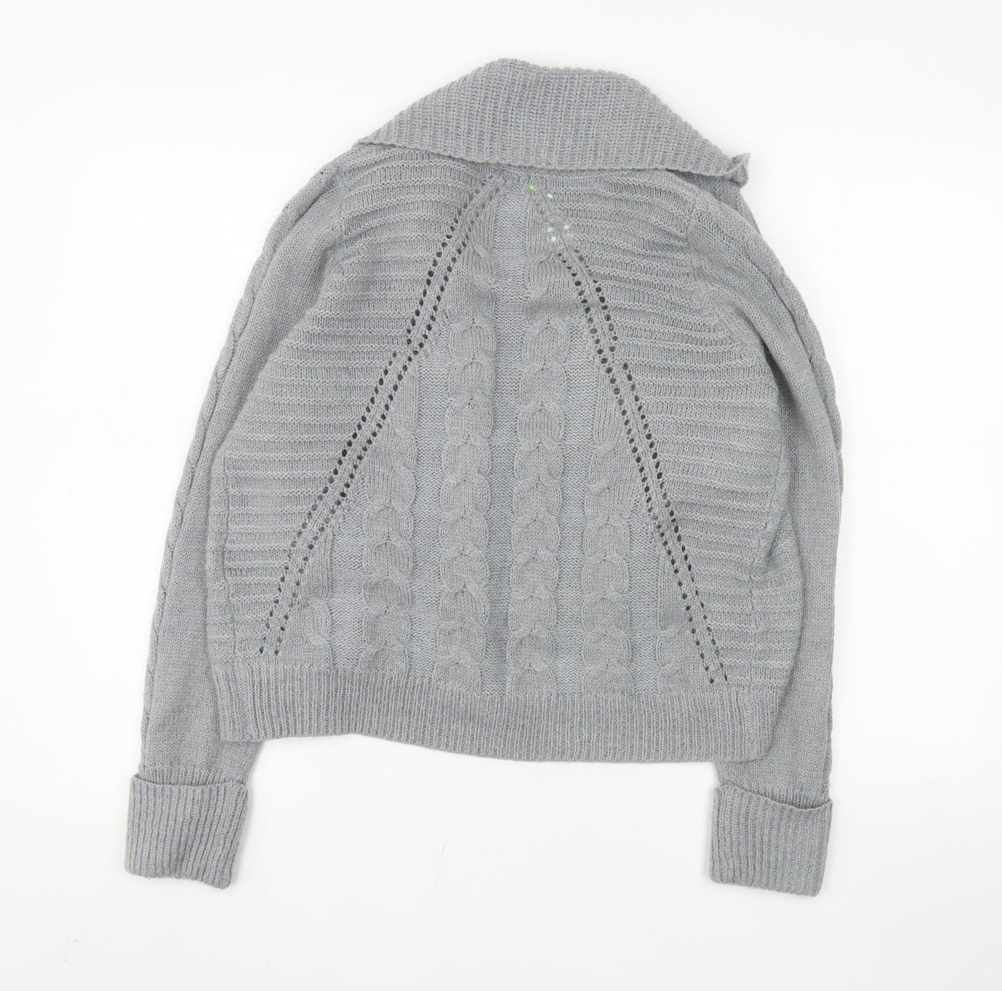 Marks and Spencer Women Grey Petite 14 Cable Knit Cardigan