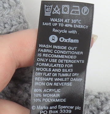Marks and Spencer Women Grey Petite 14 Cable Knit Cardigan